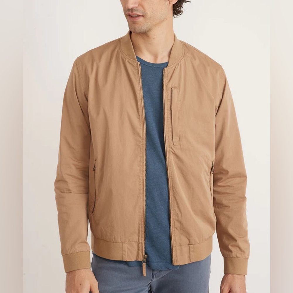 Marine Layer Rossland Dry Wax Bomber in Khaki